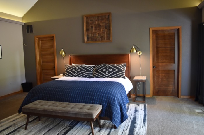 Primary bedroom at Hollyhock House